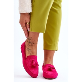 Mocassim Clássico de Camurça com Franjas Fúcsia Averil rosa 1