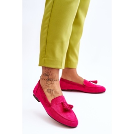 Mocassim Clássico de Camurça com Franjas Fúcsia Averil rosa 2