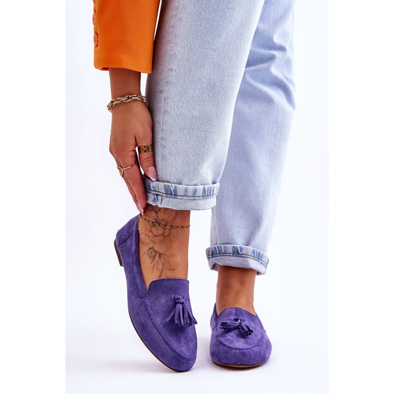 FB1 Mocassins Clássicos de Camurça com Borlas Roxo Averil tolet 1 FB1 Mocassins Clássicos de Camurça com Borlas Roxo Averil tolet 1