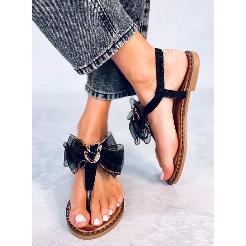 Seastar Chinelo preto com laço Farina 1