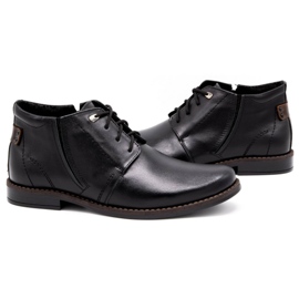 Olivier Botas de inverno de homem em pele 336LU pretas preto 2