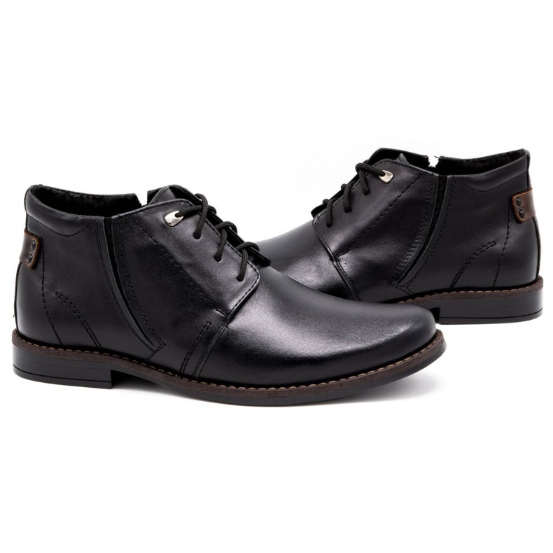 Olivier Botas de inverno de homem em pele 336LU pretas preto 2