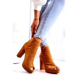 Sweet Shoes Botas em uma barra Abra os dedos do pé Camel Adore laranja 2