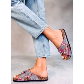 PA1 Rezai Slides de cortiça fúcsia frisados rosa 1