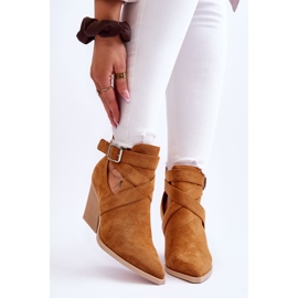 Botas femininas de camurça Camel Dennise Cowboy marrom 1