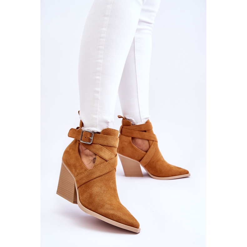 Botas femininas de camurça Camel Dennise Cowboy castanho 2