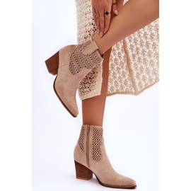 FB1 Botas Femininas de Camurça Cowboy Bege Norvella 2