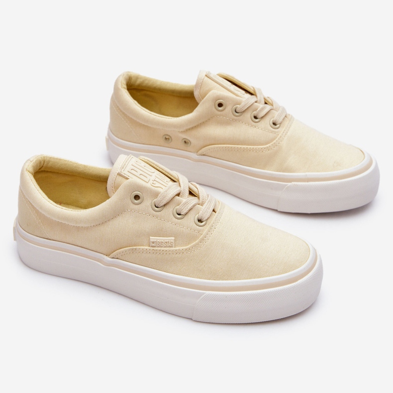 Tênis plataforma de tecido Big Star LL274144 amarelo claro 1