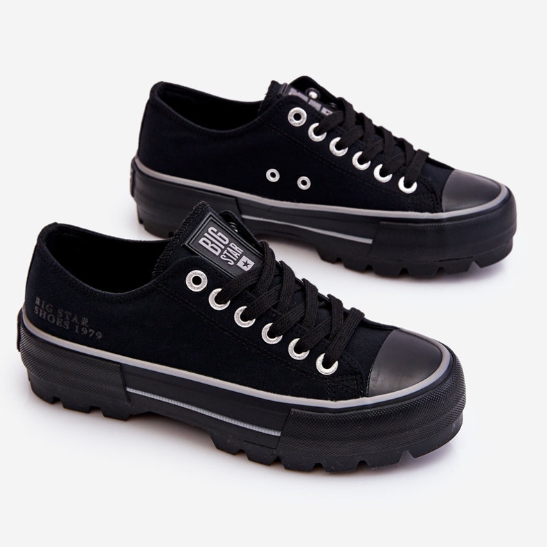Tênis plataforma de tecido Big Star LL274149 preto 1