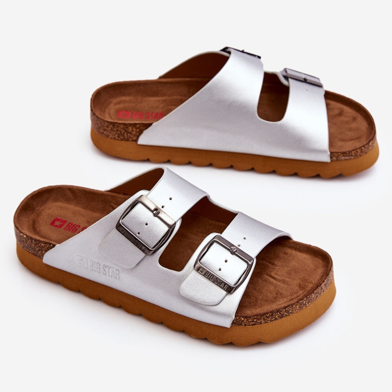 Chinelos femininos clássicos Big Star LL274476 prata 1