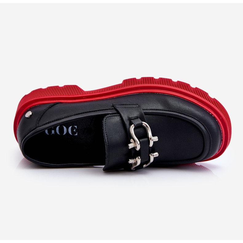 Mocassim de couro com decoração GOE LL2N4040 preto-vermelho 1