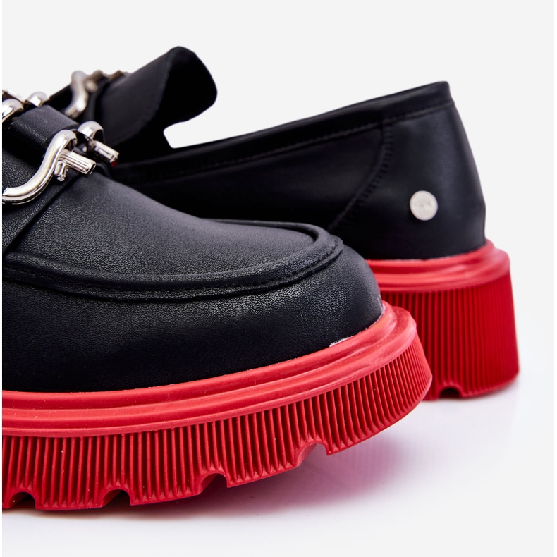 Mocassim de couro com decoração GOE LL2N4040 preto-vermelho 2