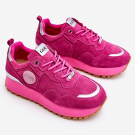 Sapatos esportivos femininos de plataforma de camurça GOE LL2N4002 fúcsia rosa 1