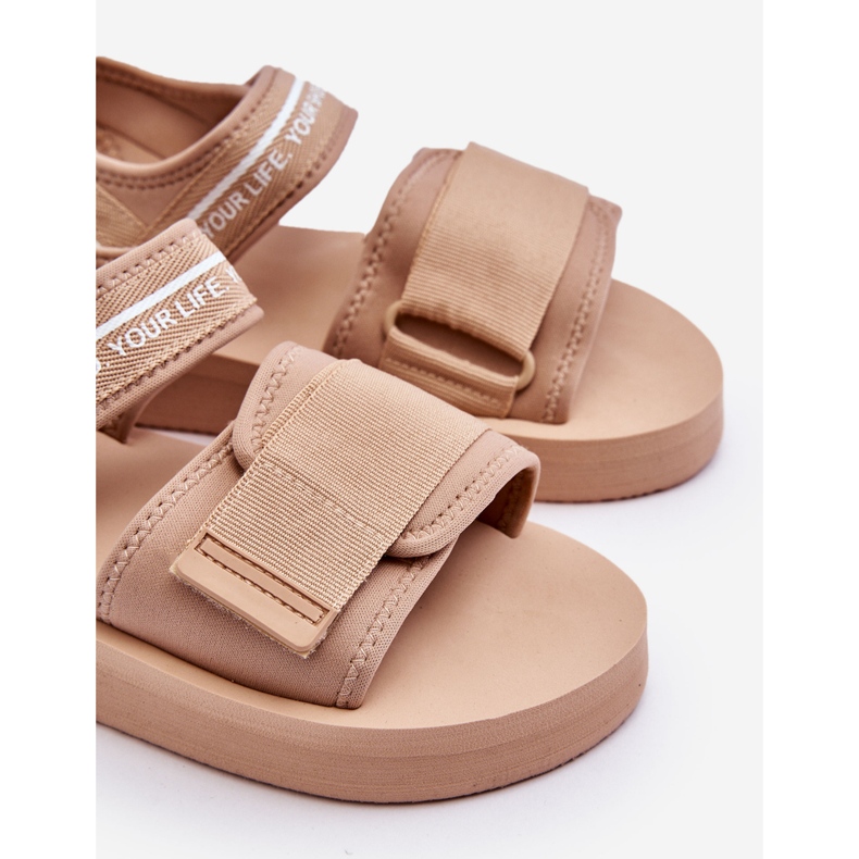 Sandália feminina com velcro Big Star LL274787 bege 1