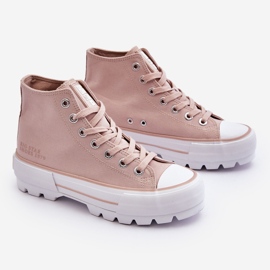 Tênis plataforma têxtil alta Big Star LL274157 nude rosa 1