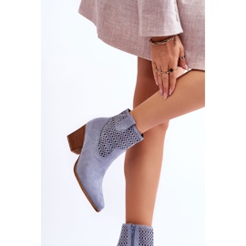 FB1 Botas de caubói femininas de camurça azul claro Norvella 2