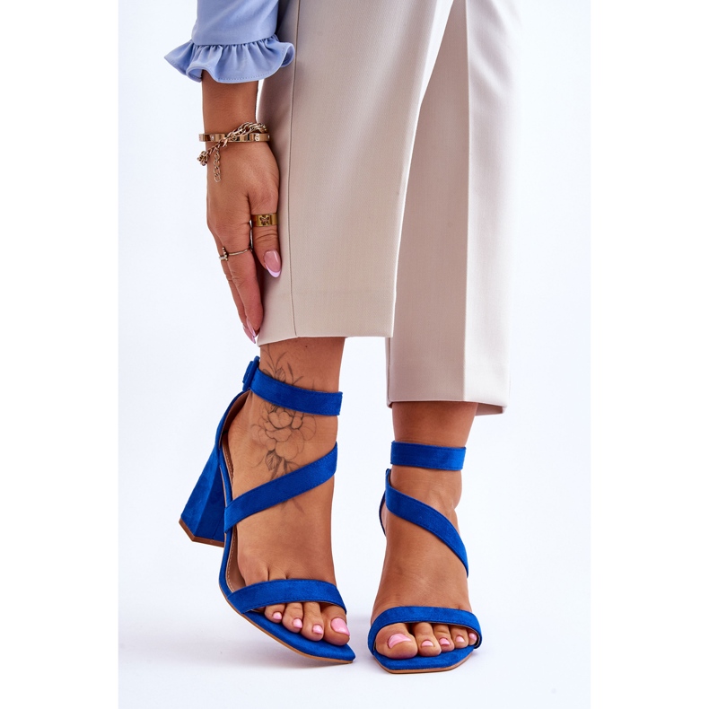 Sandália feminina de salto alto de camurça Blue Lanes azul 1
