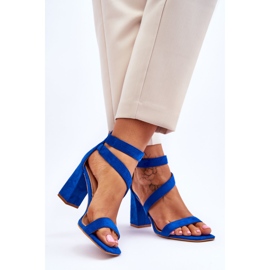 Sandália feminina de salto alto de camurça Blue Lanes azul 2