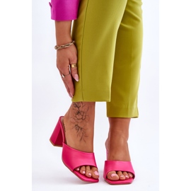 FJ1 Chinelos femininos clássicos de couro fúcsia loara rosa 1