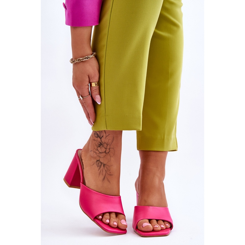 FJ1 Chinelos femininos clássicos de couro fúcsia loara rosa 1