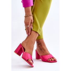 FJ1 Chinelos femininos clássicos de couro fúcsia loara rosa 2