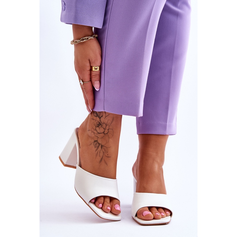 FJ1 Chinelos Clássicos de Couro Feminino Branco Loara 1