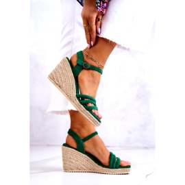 FJ1 Sandálias de cunha de camurça verde Louisiana 3