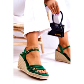 FJ1 Sandálias de cunha de camurça verde Louisiana 5