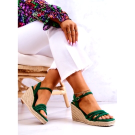 FJ1 Sandálias de cunha de camurça verde Louisiana 6