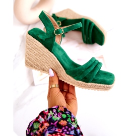 FJ1 Sandálias de cunha de camurça verde Louisiana 7