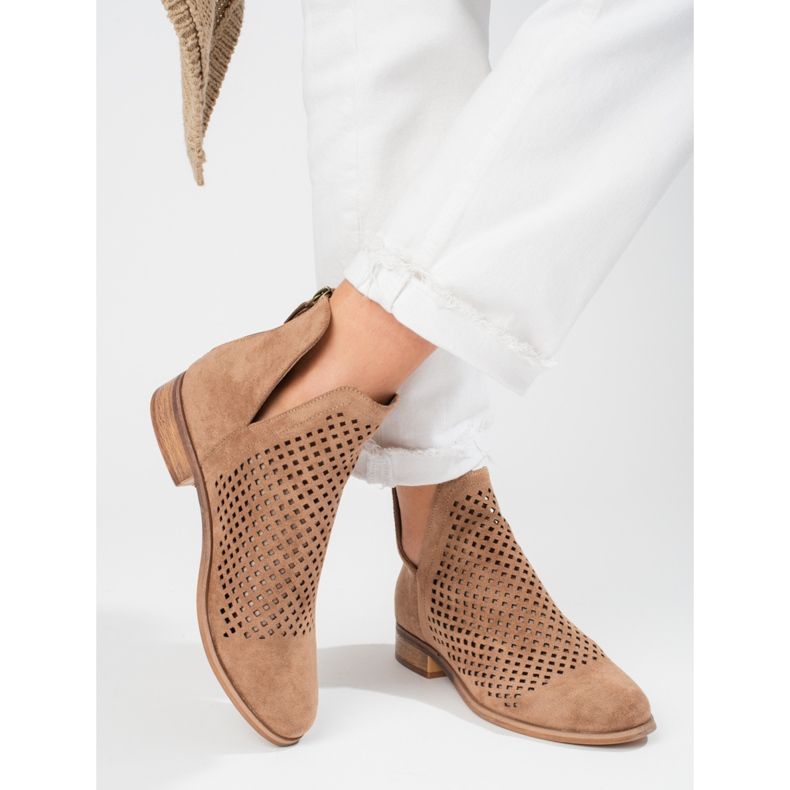 W. Potocki Botas de mola vazadas castanhas de mulher Potocki castanho 1