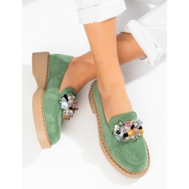 W. Potocki Mocassins de camurça de mulher Verde Potocki 1