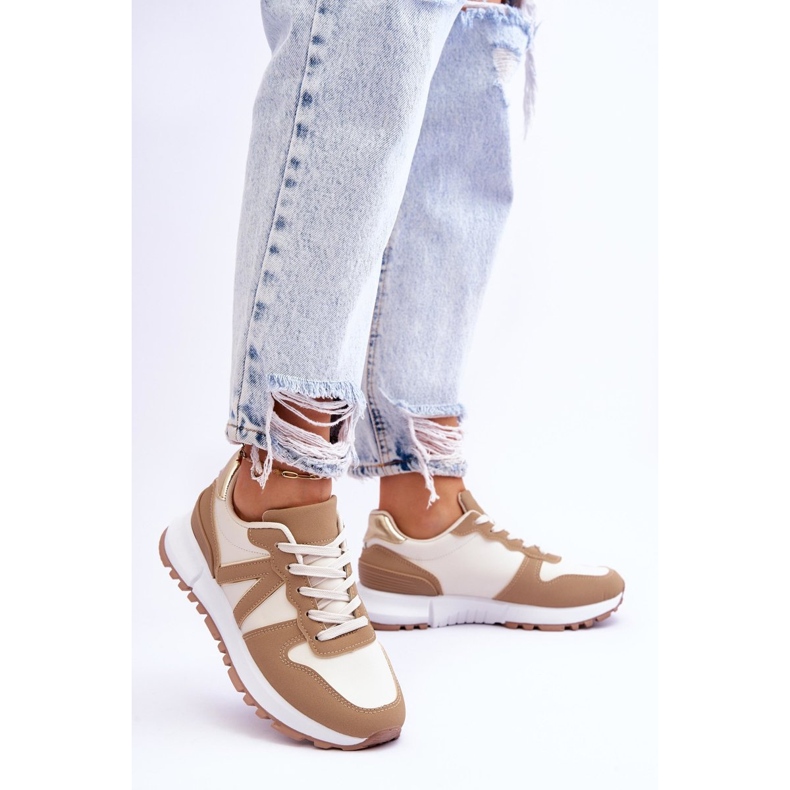 Tênis esportivo feminino bege Elliot baixo 2