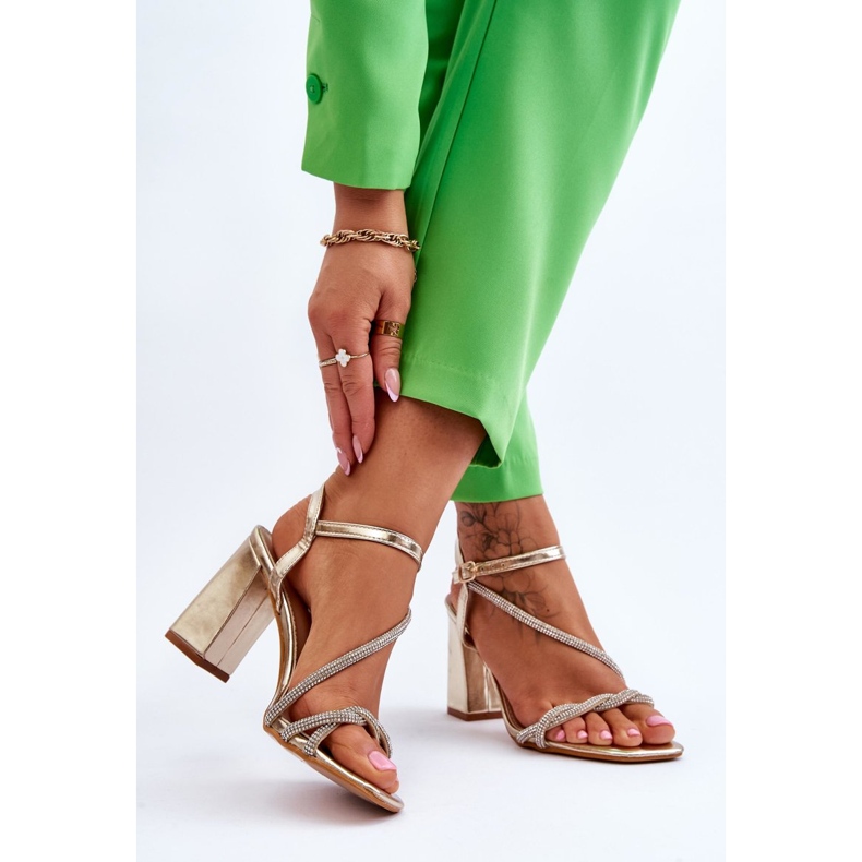 Sandália Salto Alto Carlotta Com Zircões Dourados 2