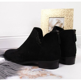 Botas de camurça pretas vazadas de mulher W Vinceza preto 2