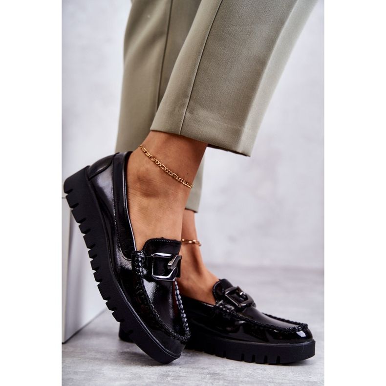 Sergio Leone Mocassins lacados na plataforma Kjersti preta preto 4