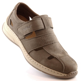 Rieker 14369-25 sapatos masculinos de couro marrom claro bege 1