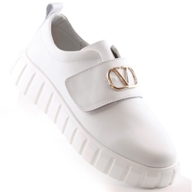 Sapatos femininos de couro na plataforma com velcro branco Vinceza 87904 1