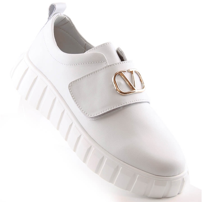 Sapatos femininos de couro na plataforma com velcro branco Vinceza 87904 1