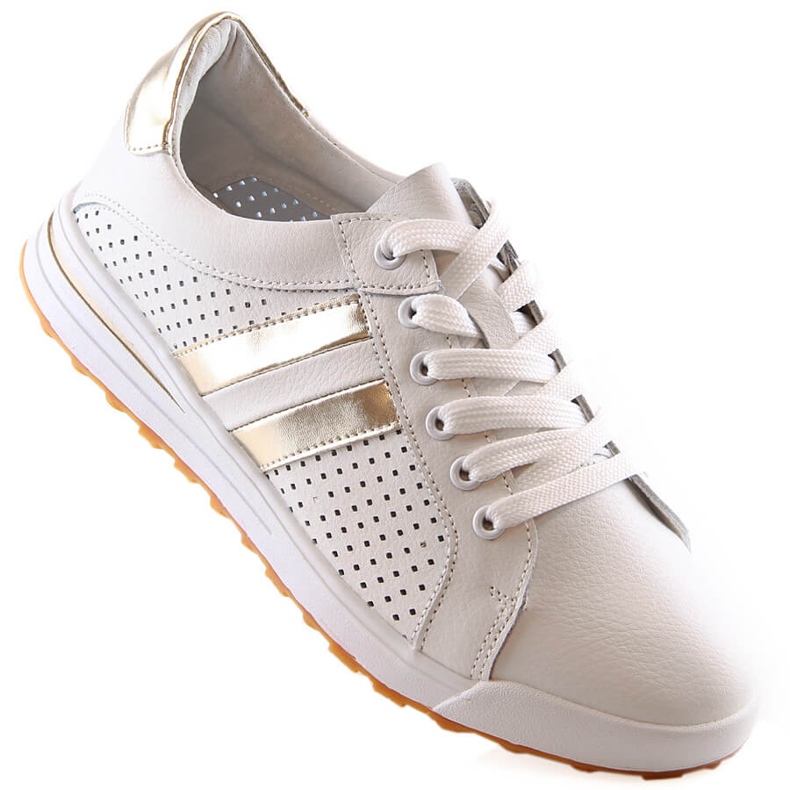 Sapatos esportivos femininos de couro com recortes Filippo DP4477 branco 1