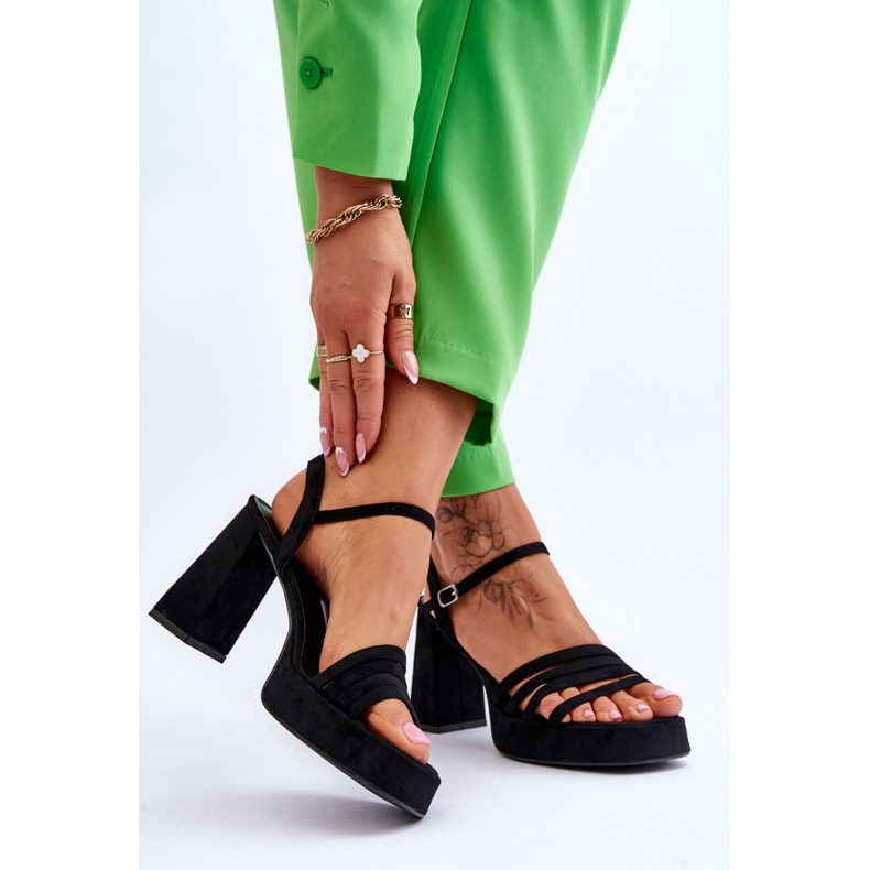 Sandália Feminina Camurça Plataforma Preto Verda 2