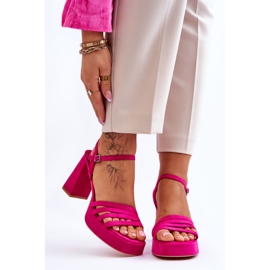 Sandália Feminina Camurça Plataforma Fuchsia Verda rosa 1