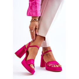 Sandália Feminina Camurça Plataforma Fuchsia Verda rosa 2