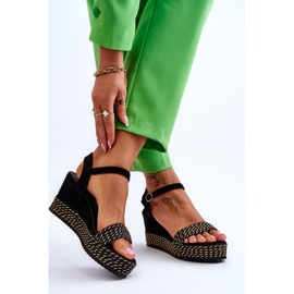 Sandálias femininas clássicas com cunha preta Malmo preto 2