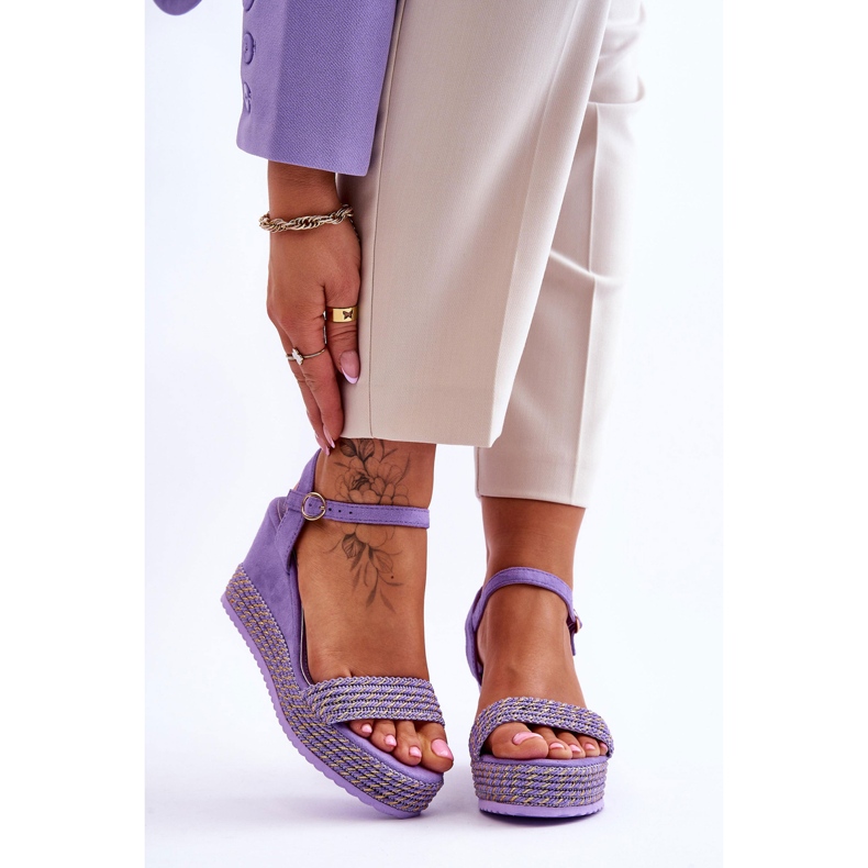 Sandálias de cunha femininas clássicas roxas Malmo tolet 1