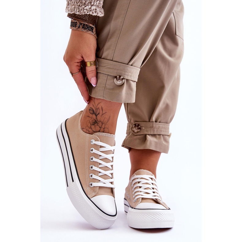 FB2 Tênis Feminino On A Chunky Platform Beige Ember bege 1