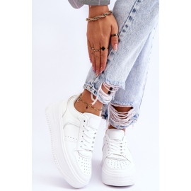 FB2 Tênis esportivo feminino branco Bexley com plataforma alta 1