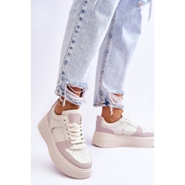 Tênis feminino Bexley plataforma alta bege claro 2