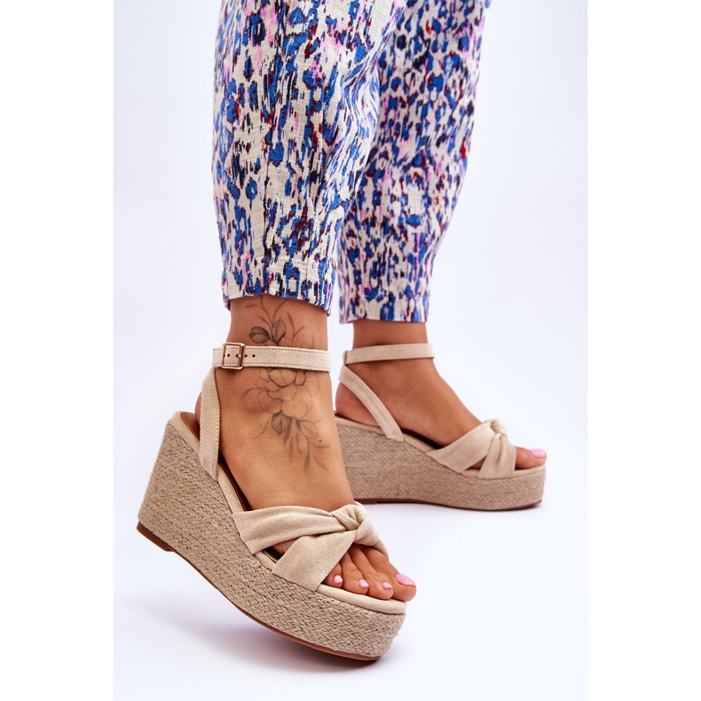 Sandálias Femininas Cunha Bege Kendall marrom 2