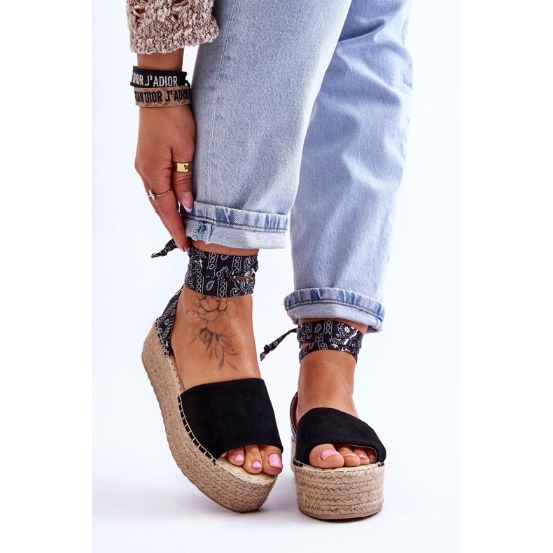 Sandálias de camurça com cunha preta Livia preto 1